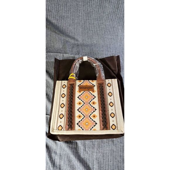 Wrangler Ladies Southwestern Small Coffee Brown Crossbody Tote Bag - Picture 1 of 5